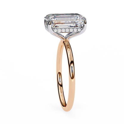 Lab Grown Radiant Cut Hidden Round Halo Solitaire Ring