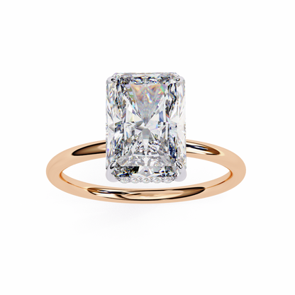 Lab Grown Radiant Cut Hidden Round Halo Solitaire Ring