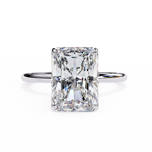 Lab Grown Radiant Cut Hidden Round Halo Solitaire Ring - HIGHCARAT DIAMONDS
