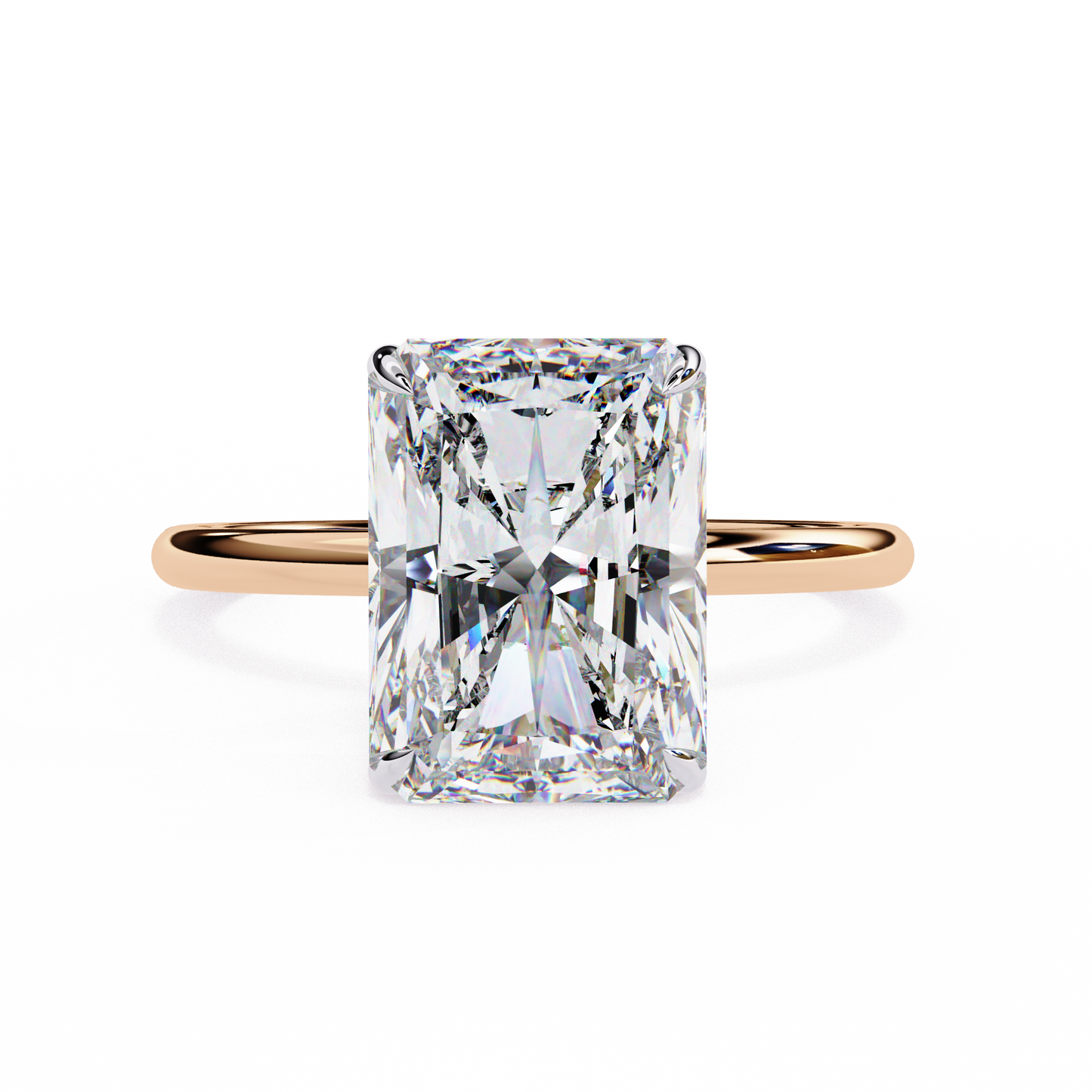 Lab Grown Radiant Cut Hidden Round Halo Solitaire Ring