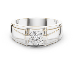 18k Solid Gold Round Shape Diamond Ring For Dainty Elegance Deliciated Diamond Ring For Men's - HIGHCARAT DIAMONDS