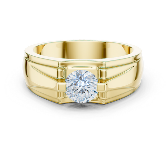 18k Solid Gold Round Shape Diamond Ring For Dainty Elegance Deliciated Diamond Ring For Men's - HIGHCARAT DIAMONDS