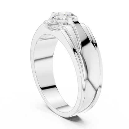 18k Solid Gold Round Shape Diamond Ring For Dainty Elegance Deliciated Diamond Ring For Men's - HIGHCARAT DIAMONDS