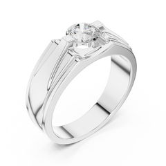 18k Solid Gold Round Shape Diamond Ring For Dainty Elegance Deliciated Diamond Ring For Men's - HIGHCARAT DIAMONDS