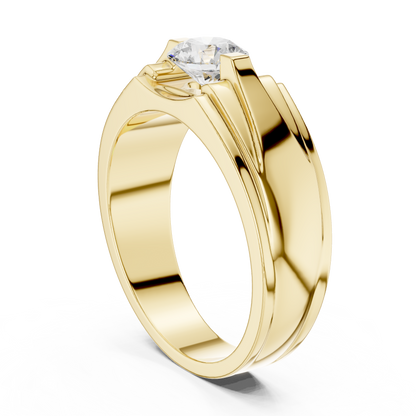 18k Solid Gold Round Shape Diamond Ring For Dainty Elegance Deliciated Diamond Ring For Men's - HIGHCARAT DIAMONDS