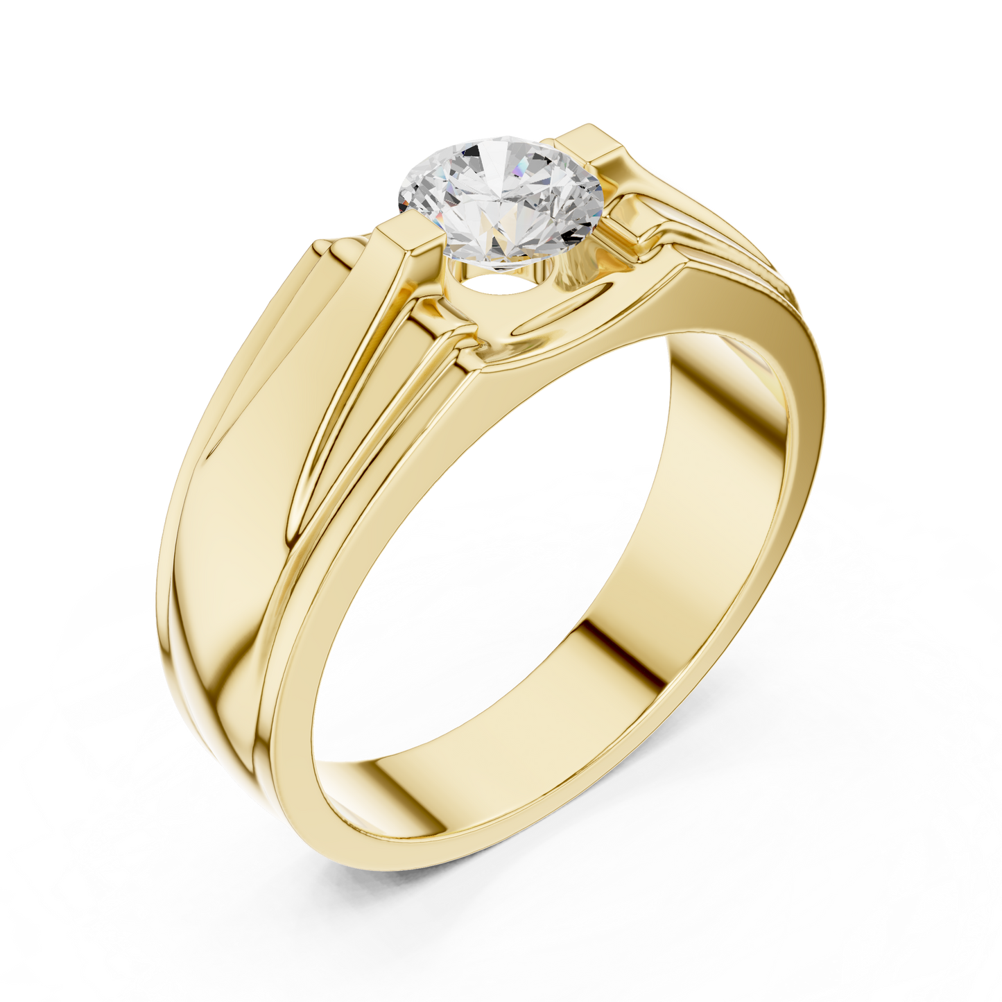 18k Solid Gold Round Shape Diamond Ring For Dainty Elegance Deliciated Diamond Ring For Men's - HIGHCARAT DIAMONDS