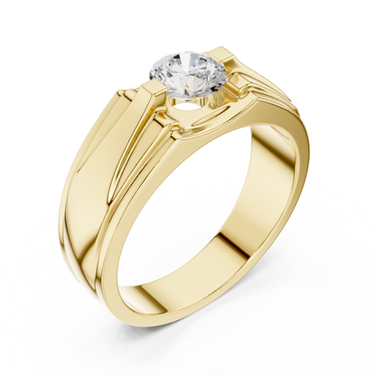 18k Solid Gold Round Shape Diamond Ring For Dainty Elegance Deliciated Diamond Ring For Men's - HIGHCARAT DIAMONDS