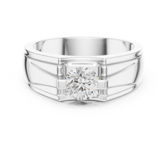 18k Solid Gold Round Shape Diamond Ring For Dainty Elegance Deliciated Diamond Ring For Men's - HIGHCARAT DIAMONDS