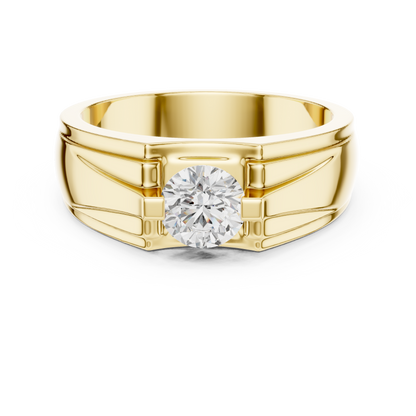 18k Solid Gold Round Shape Diamond Ring For Dainty Elegance Deliciated Diamond Ring For Men's - HIGHCARAT DIAMONDS
