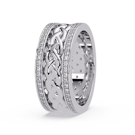 Lab Grown Round Diamond Braided Link Band Pave Edges Ring - HIGHCARAT DIAMONDS