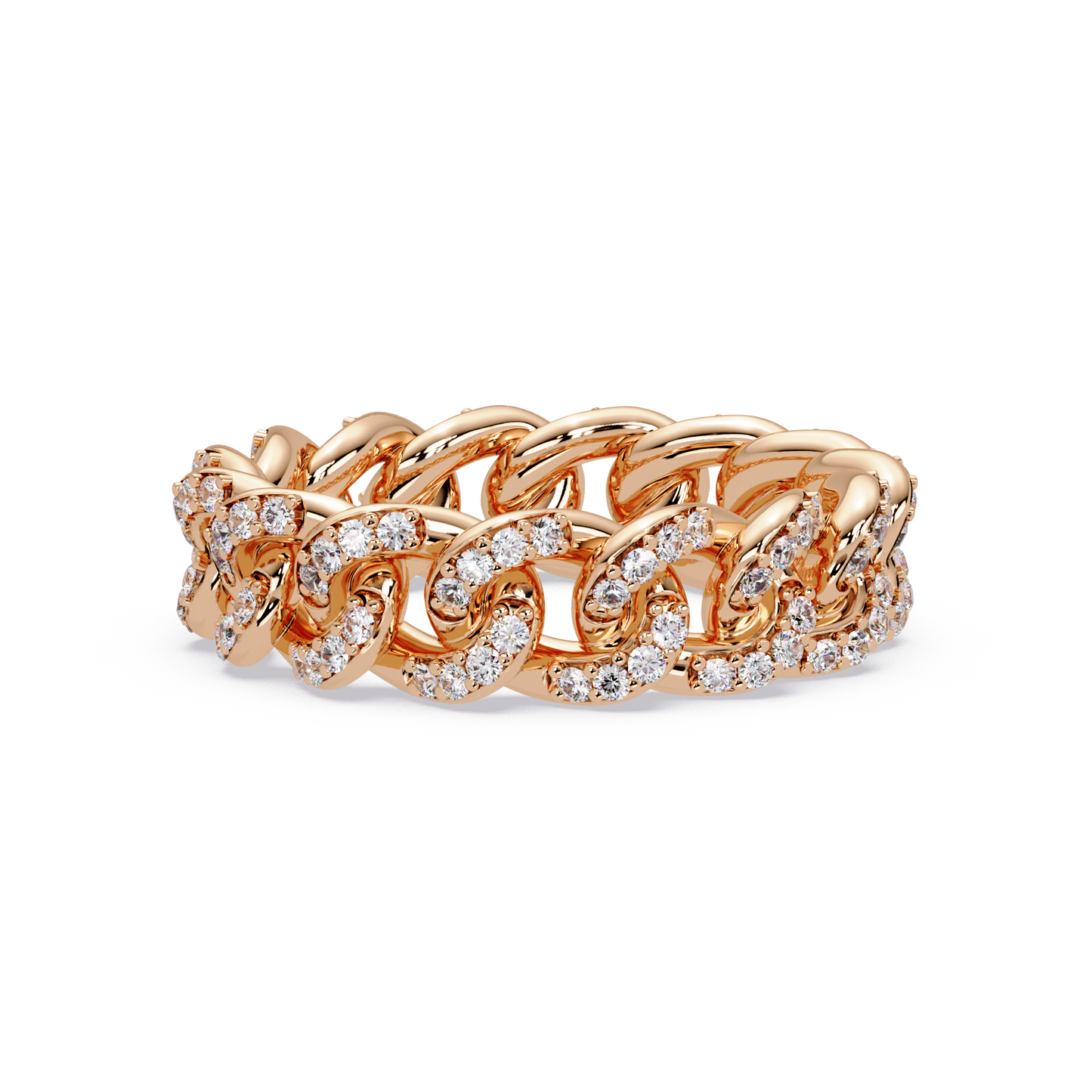 Lab Grown Round Diamond Cuban Link Band Ring - HIGHCARAT DIAMONDS