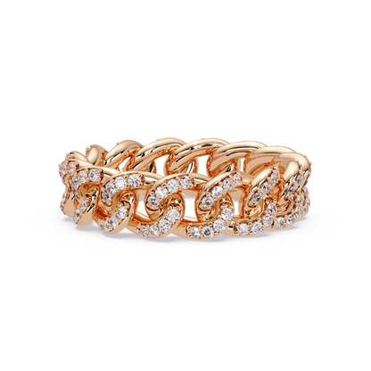 Lab Grown Round Diamond Cuban Link Band Ring - HIGHCARAT DIAMONDS