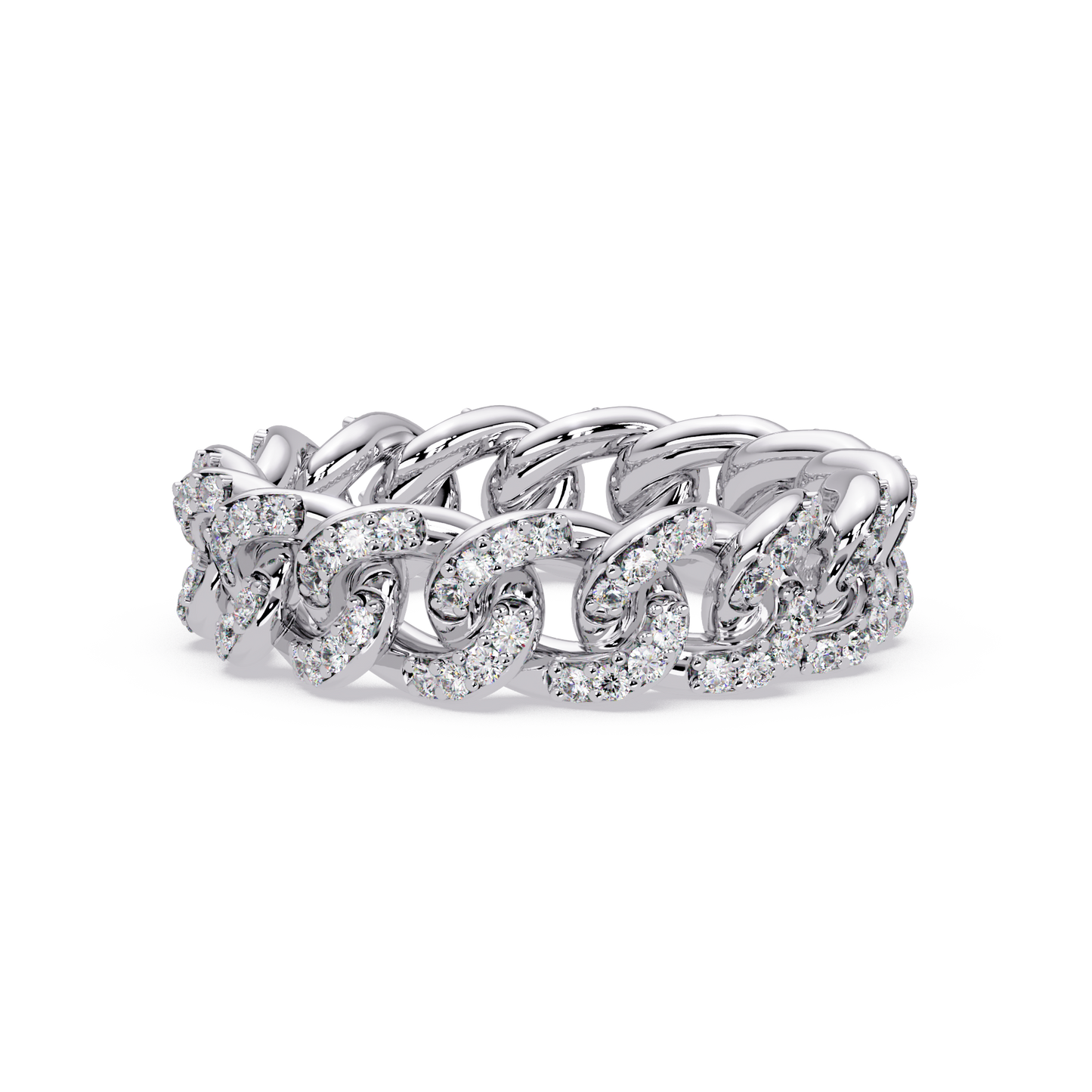 Lab Grown Round Diamond Cuban Link Band Ring - HIGHCARAT DIAMONDS