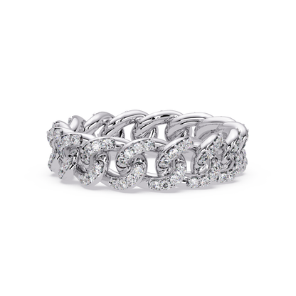 Lab Grown Round Diamond Cuban Link Band Ring - HIGHCARAT DIAMONDS