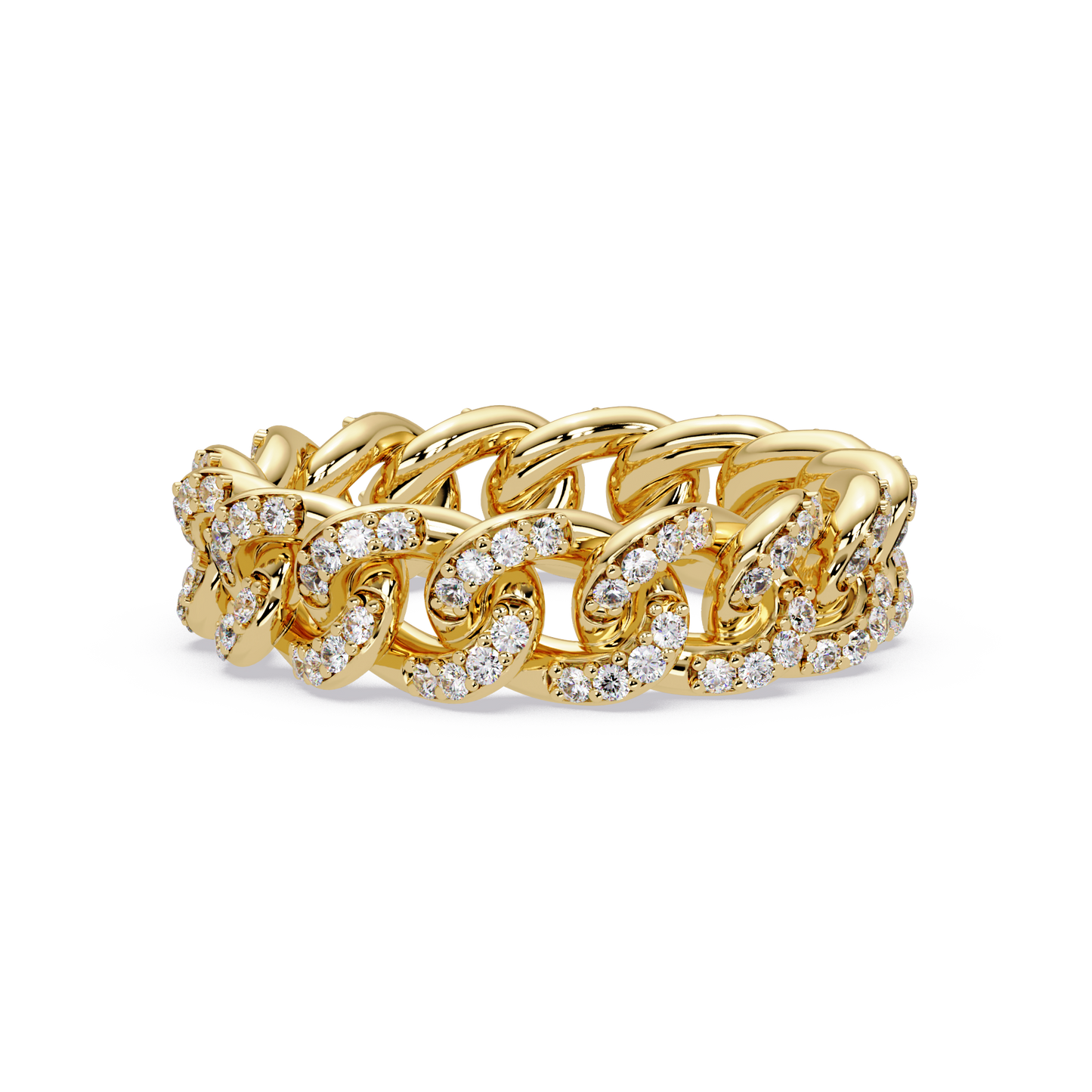 Lab Grown Round Diamond Cuban Link Band Ring - HIGHCARAT DIAMONDS