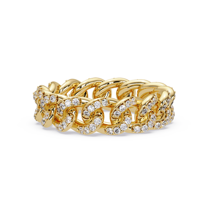 Lab Grown Round Diamond Cuban Link Band Ring - HIGHCARAT DIAMONDS
