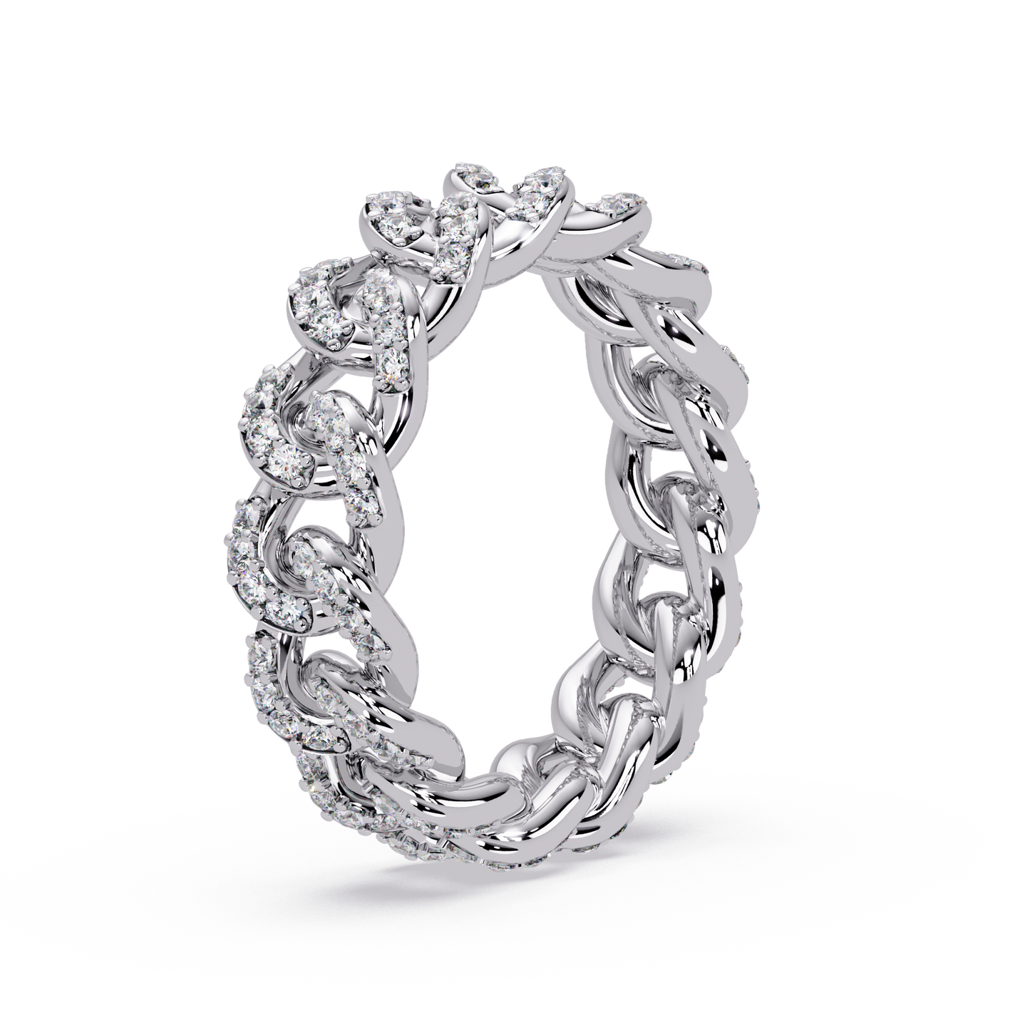 Lab Grown Round Diamond Cuban Link Band Ring - HIGHCARAT DIAMONDS