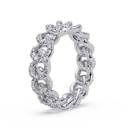 Lab Grown Round Diamond Cuban Link Band Ring - HIGHCARAT DIAMONDS