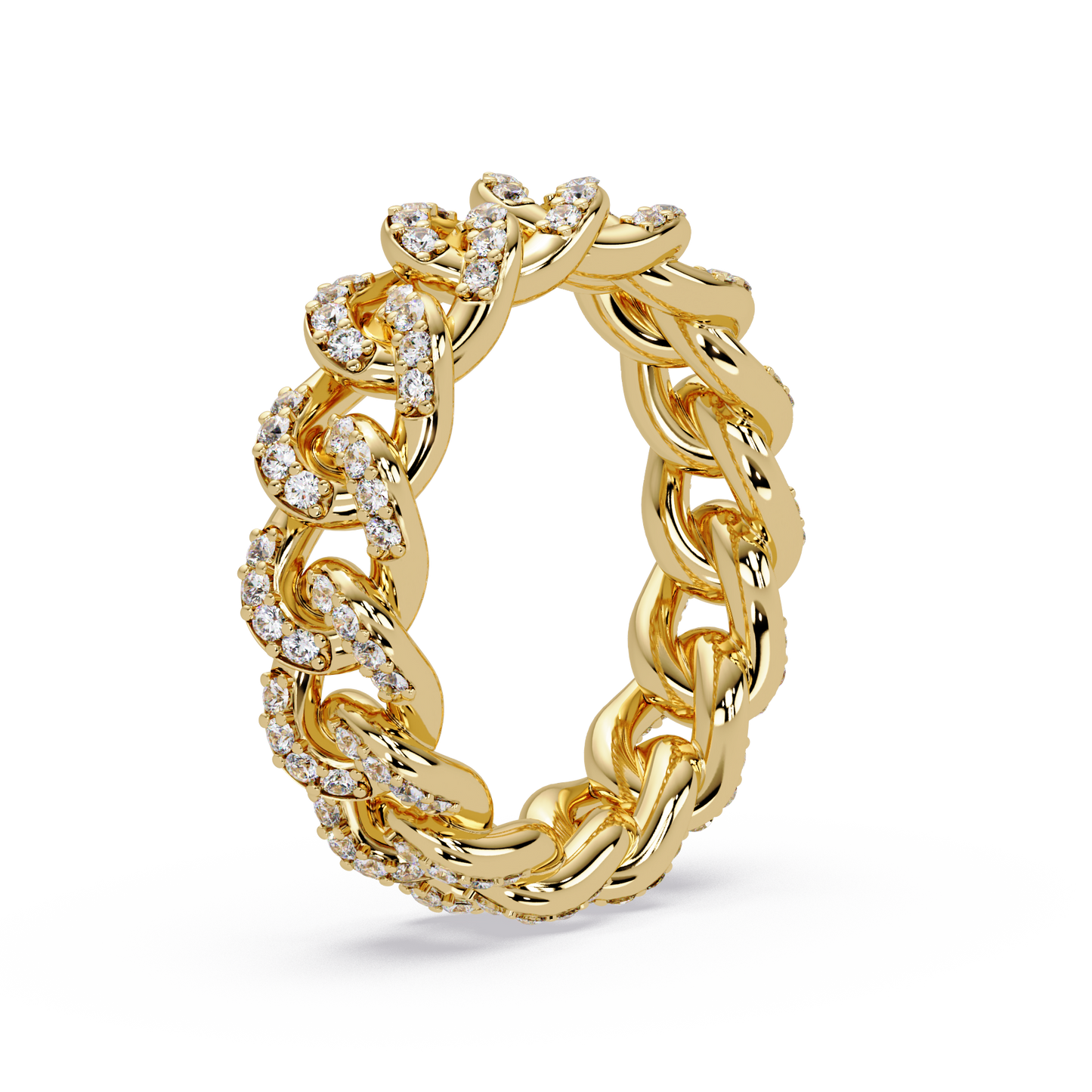 Lab Grown Round Diamond Cuban Link Band Ring - HIGHCARAT DIAMONDS