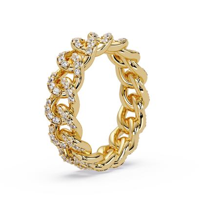 Lab Grown Round Diamond Cuban Link Band Ring - HIGHCARAT DIAMONDS