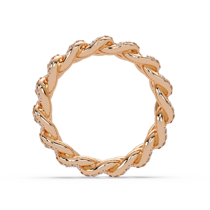 Lab Grown Round Diamond Cuban Link Band Ring - HIGHCARAT DIAMONDS