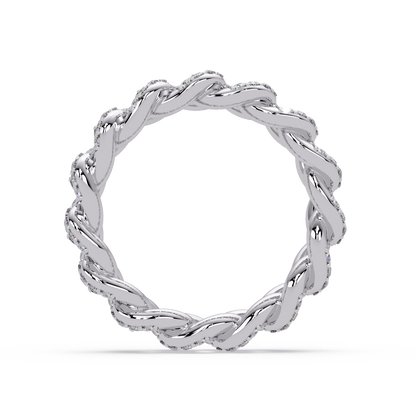Lab Grown Round Diamond Cuban Link Band Ring - HIGHCARAT DIAMONDS
