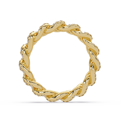 Lab Grown Round Diamond Cuban Link Band Ring - HIGHCARAT DIAMONDS