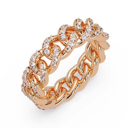 Lab Grown Round Diamond Cuban Link Band Ring - HIGHCARAT DIAMONDS