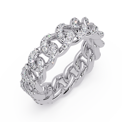 Lab Grown Round Diamond Cuban Link Band Ring - HIGHCARAT DIAMONDS