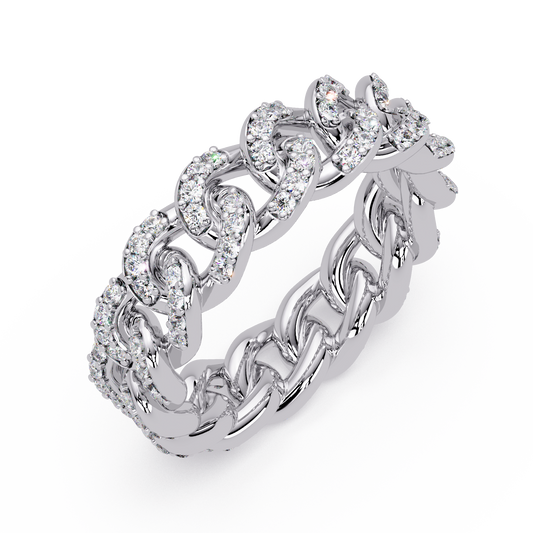 Lab Grown Round Diamond Cuban Link Band Ring - HIGHCARAT DIAMONDS