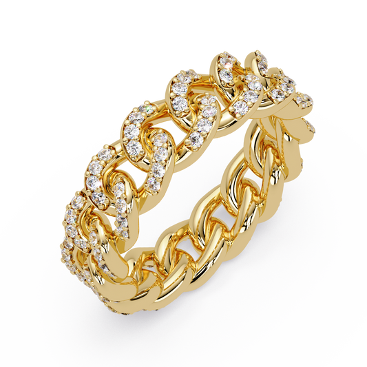 Lab Grown Round Diamond Cuban Link Band Ring - HIGHCARAT DIAMONDS