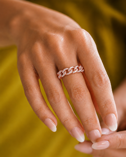 Lab Grown Round Diamond Cuban Link Band Ring - HIGHCARAT DIAMONDS