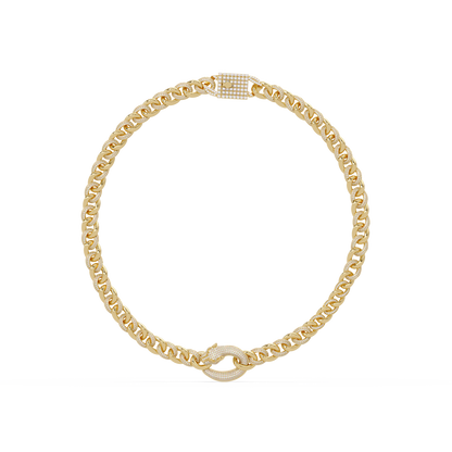 Lab Grown Round Diamond Cuban Link Circle Clasp Necklace - HIGHCARAT DIAMONDS