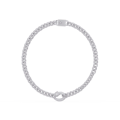 Lab Grown Round Diamond Cuban Link Circle Clasp Necklace - HIGHCARAT DIAMONDS