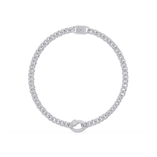 Lab Grown Round Diamond Cuban Link Circle Clasp Necklace - HIGHCARAT DIAMONDS