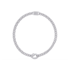 Lab Grown Round Diamond Cuban Link Circle Clasp Necklace - HIGHCARAT DIAMONDS