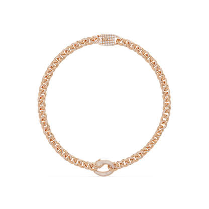 Lab Grown Round Diamond Cuban Link Circle Clasp Necklace - HIGHCARAT DIAMONDS