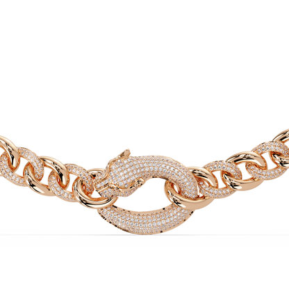 Lab Grown Round Diamond Cuban Link Circle Clasp Necklace - HIGHCARAT DIAMONDS