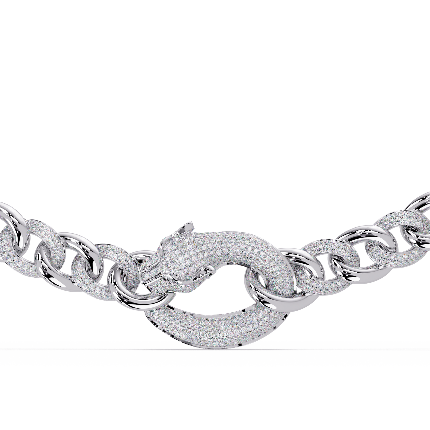 Lab Grown Round Diamond Cuban Link Circle Clasp Necklace - HIGHCARAT DIAMONDS