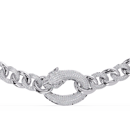Lab Grown Round Diamond Cuban Link Circle Clasp Necklace - HIGHCARAT DIAMONDS