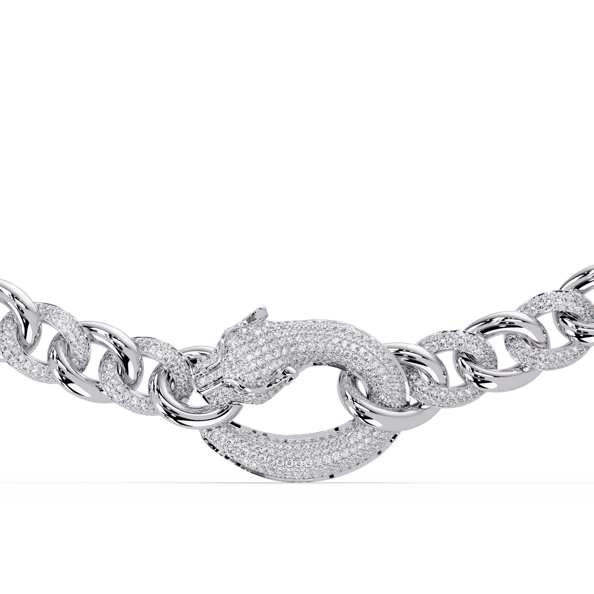 Lab Grown Round Diamond Cuban Link Circle Clasp Necklace - HIGHCARAT DIAMONDS