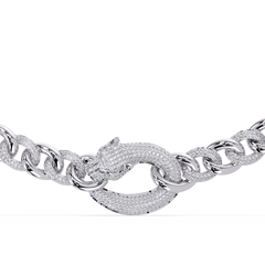 Lab Grown Round Diamond Cuban Link Circle Clasp Necklace - HIGHCARAT DIAMONDS
