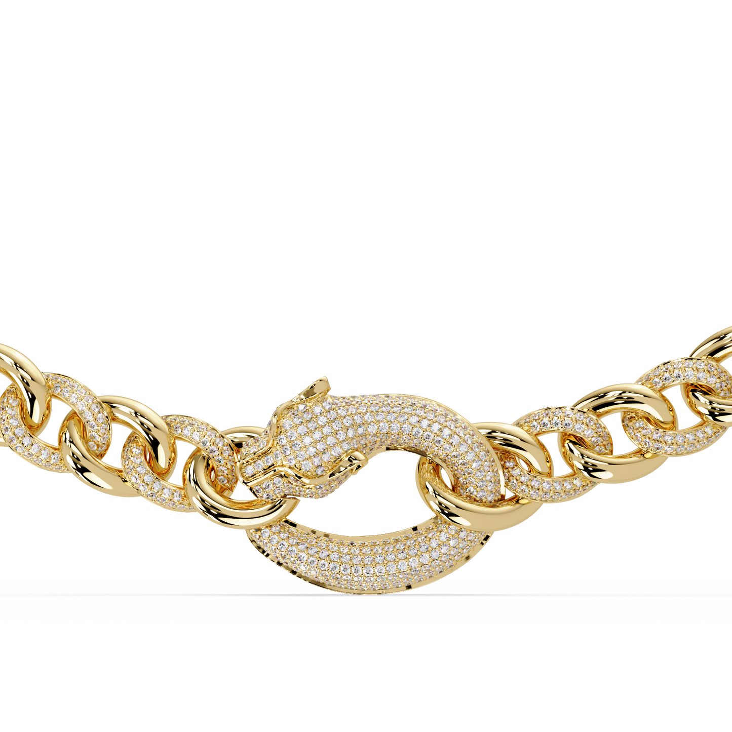 Lab Grown Round Diamond Cuban Link Circle Clasp Necklace - HIGHCARAT DIAMONDS