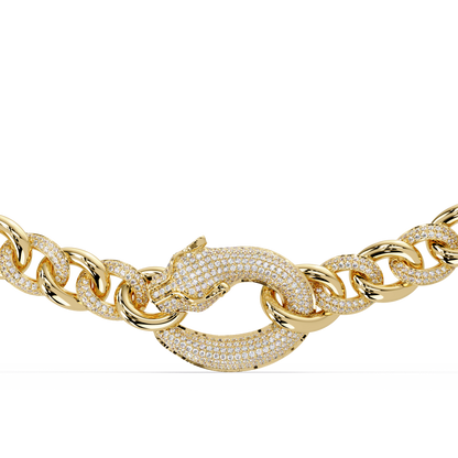 Lab Grown Round Diamond Cuban Link Circle Clasp Necklace - HIGHCARAT DIAMONDS