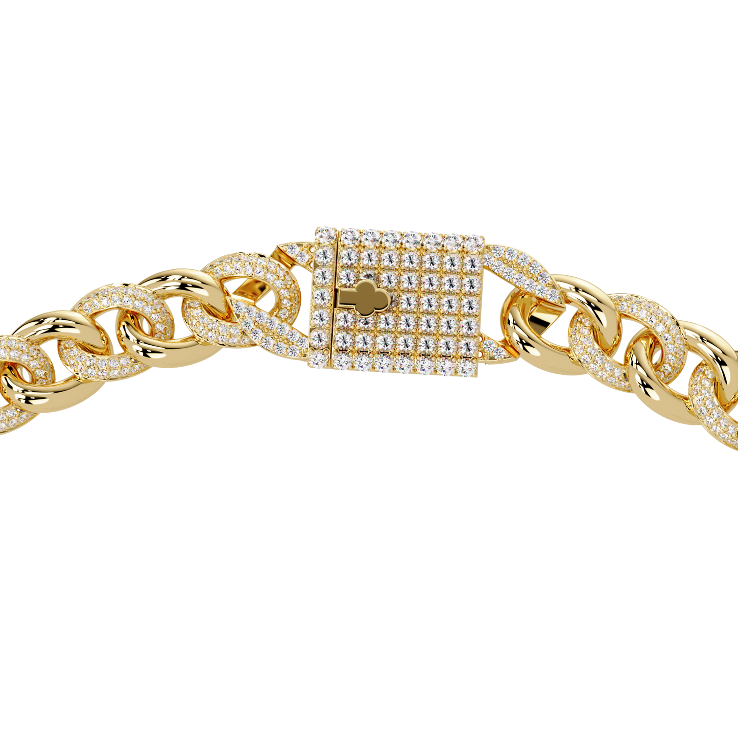 Lab Grown Round Diamond Cuban Link Circle Clasp Necklace - HIGHCARAT DIAMONDS