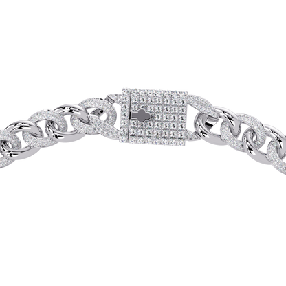 Lab Grown Round Diamond Cuban Link Circle Clasp Necklace - HIGHCARAT DIAMONDS