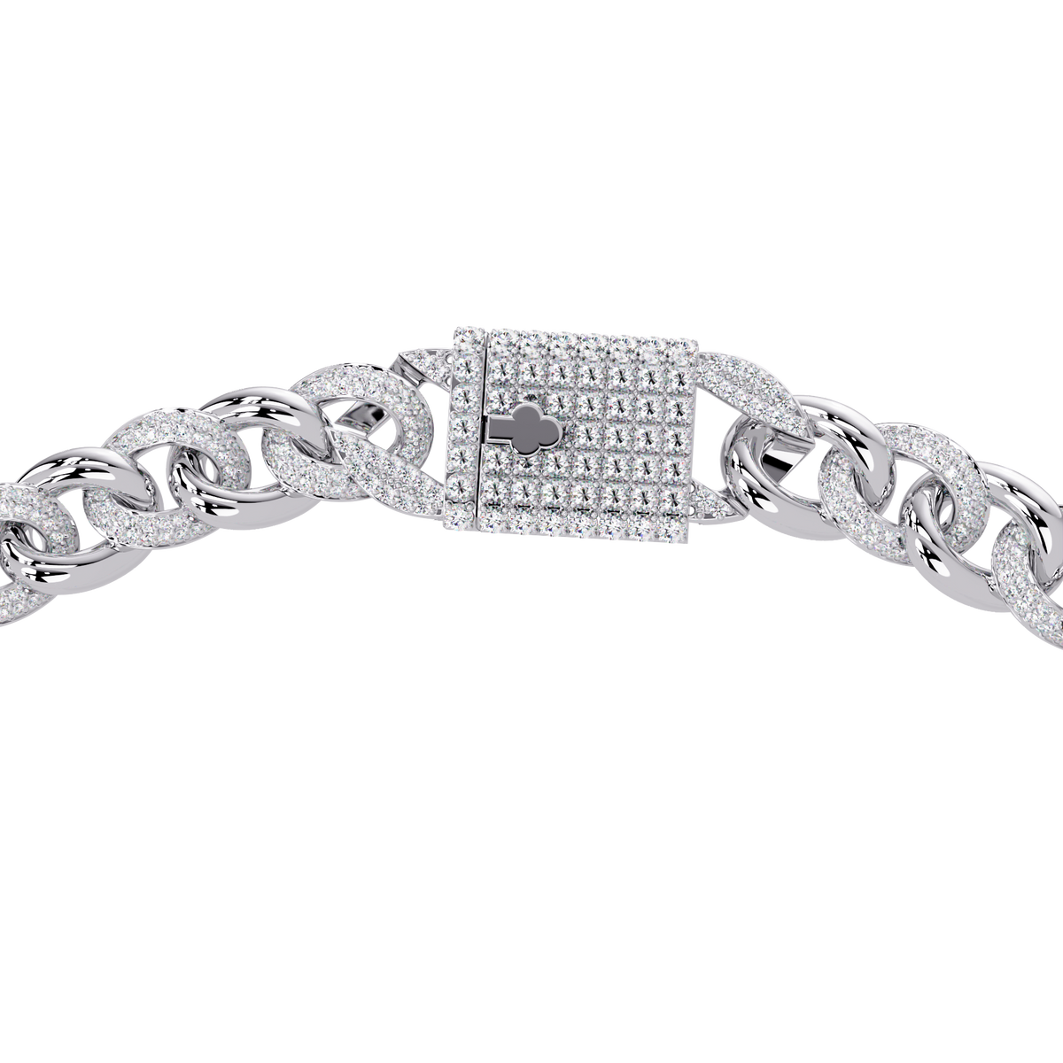 Lab Grown Round Diamond Cuban Link Circle Clasp Necklace - HIGHCARAT DIAMONDS