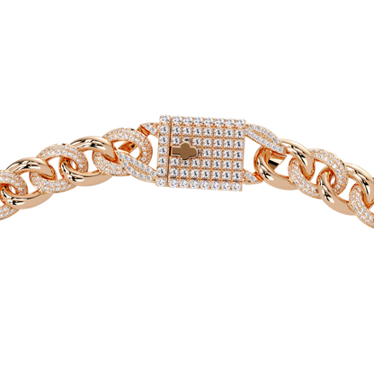 Lab Grown Round Diamond Cuban Link Circle Clasp Necklace - HIGHCARAT DIAMONDS