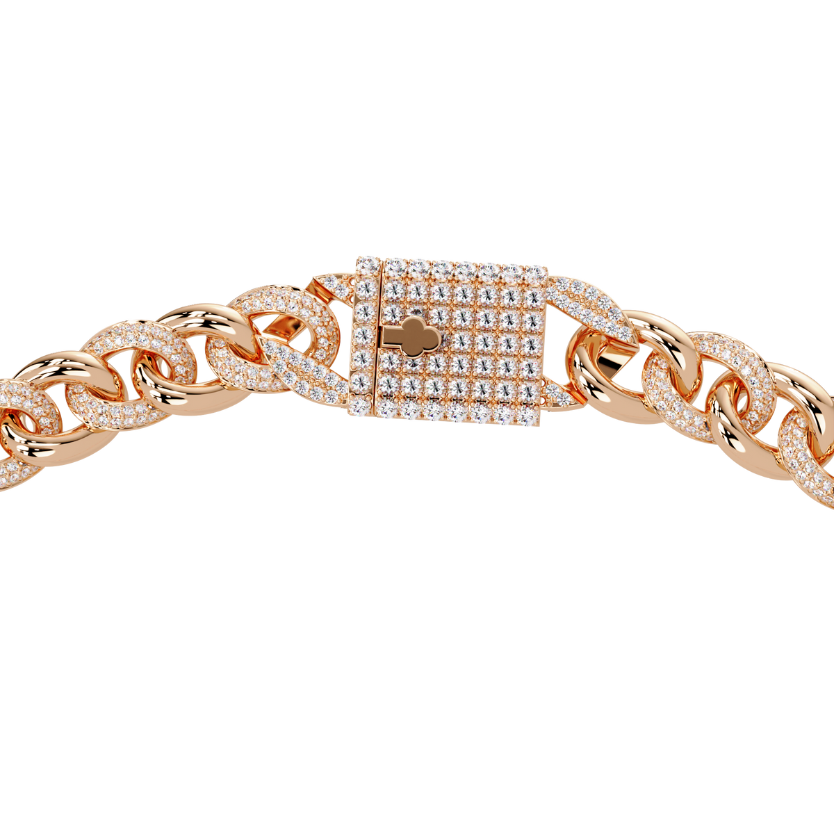 Lab Grown Round Diamond Cuban Link Circle Clasp Necklace - HIGHCARAT DIAMONDS