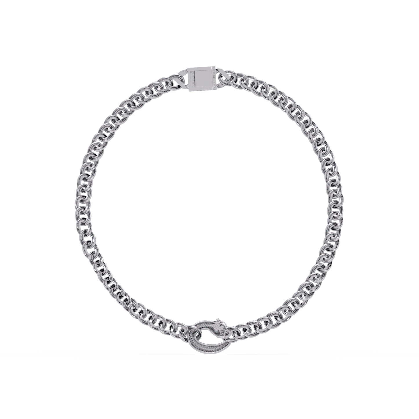Lab Grown Round Diamond Cuban Link Circle Clasp Necklace - HIGHCARAT DIAMONDS